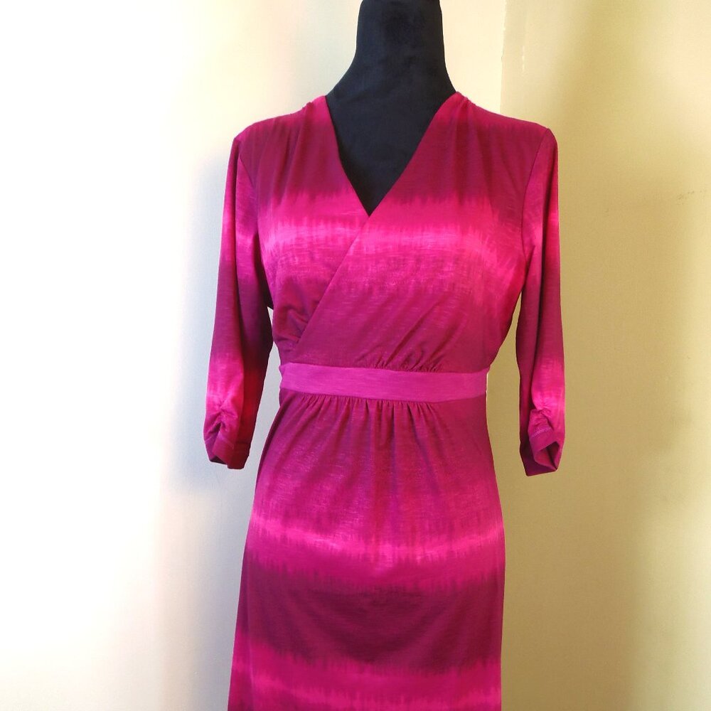 Mountain‎ Hardwear V-Neck Pull Over Dress Sz LG Plum Tie Dye Outdoor Comfort  So